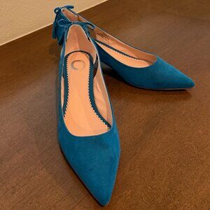 Turquoise suede kitten heels size 8.5